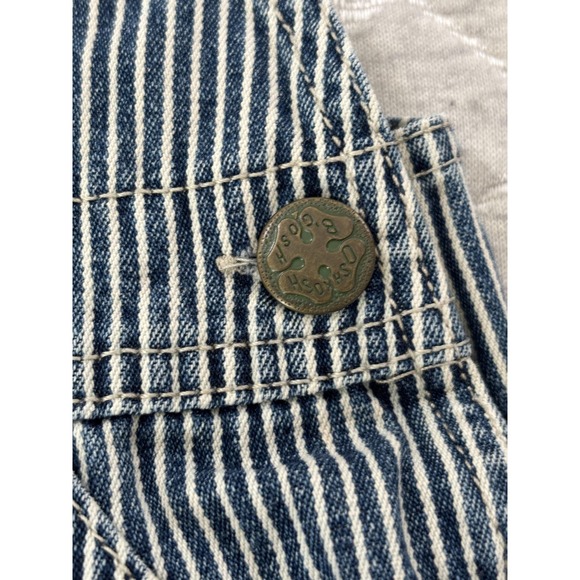 Vintage OshKosh B'gosh Overalls Boys 4T Toddler Blue White Striped Denim Bib - Picture 3 of 4
